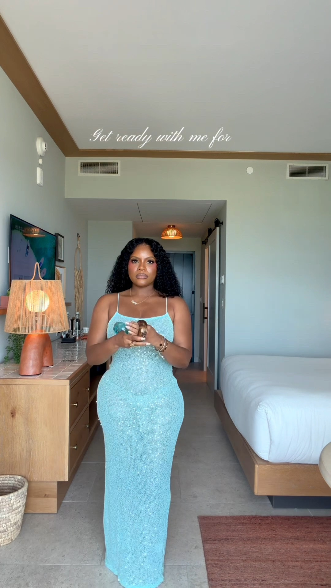 Get ready with me for a night that called for a little sparkle. ✨ This aqua shimmer dress had its own moment, so I kept the accessories simple and let the dress do the talking. Every detail of this look is linked if you’re planning your next special occasion.

#GRWM #EveningStyle #LTKFinds

#LTKSeasonal #LTKTravel