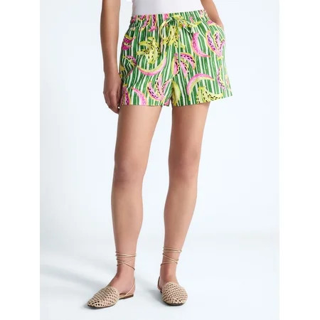 Free Assembly Women s and Women s Plus Linen Blend Print Shorts 7 Inseam Sizes XS-4X | Walmart (US)