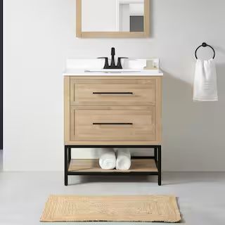 Home Decorators Collection Corley 30 in. W x 19 in. D x 34 in. H Single Sink Bath Vanity in Weath... | The Home Depot