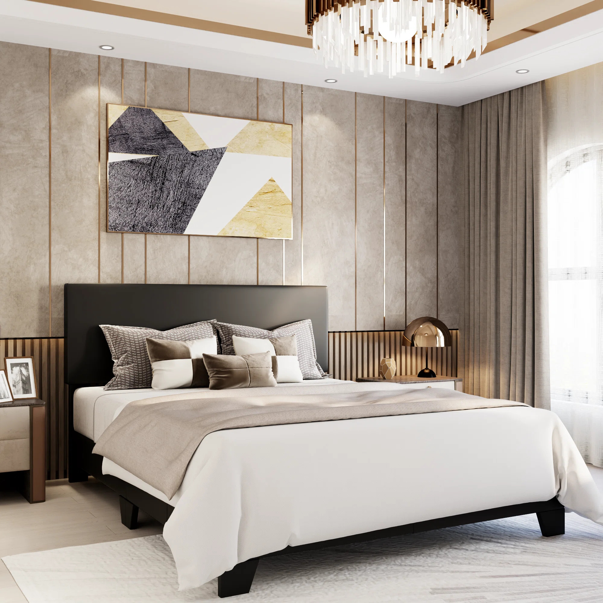 Litta Vegan Leather Platform Bed | Wayfair North America