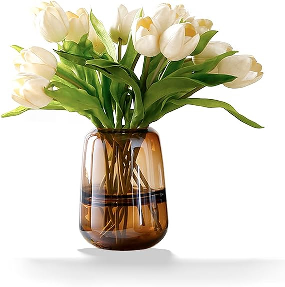 Modern Minimalist vase, Crystal Glass vase, vase, Flower vase, Dried Flower vase（Amber） | Amazon (US)
