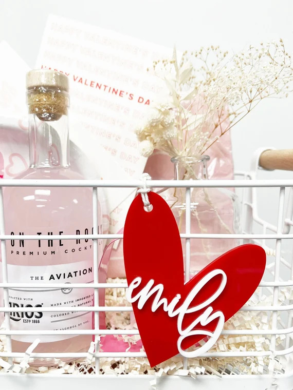 Personalized Name Valentine's Day Gift Basket Gift Tag | Etsy | Etsy (US)