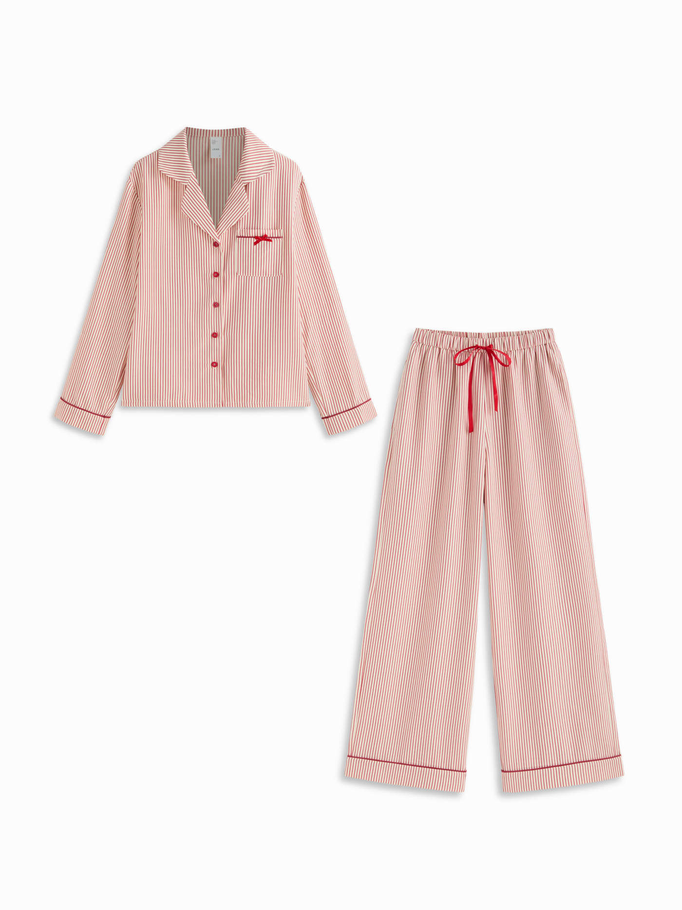 Woven Collar Striped Oversized Top & High Rise Drawstring Wide Leg Trousers Loungewear Set For Be... | Cider