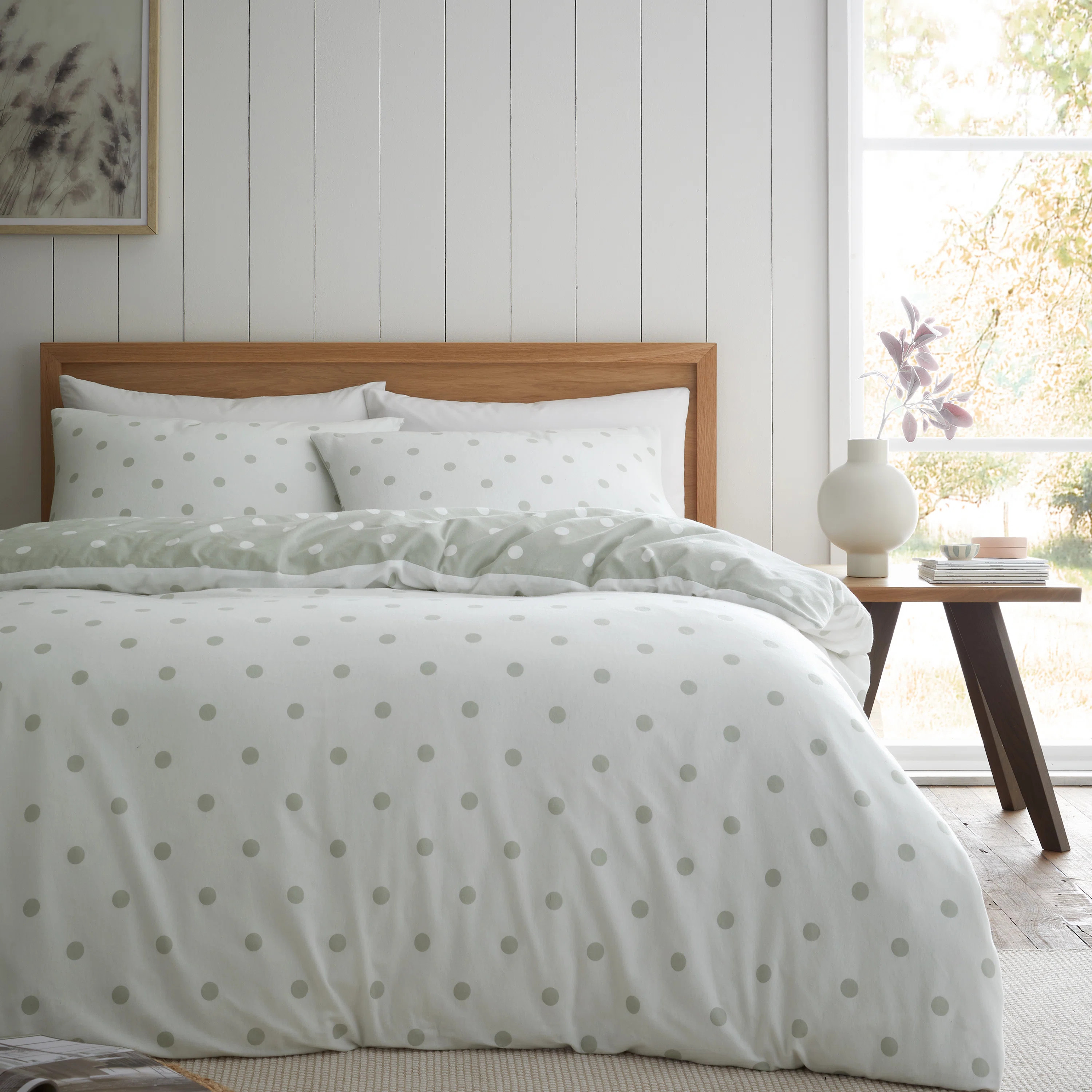 Brushed Polka Dot Cotton Reversible Duvet Cover Set | Wayfair UK