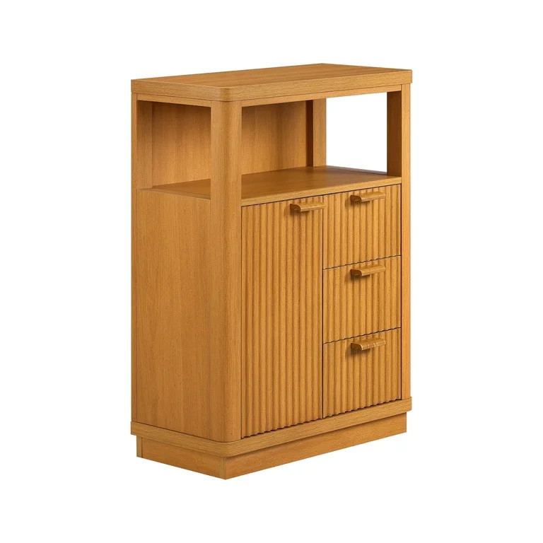 Beautiful Fluted Vanity Storage Cabinet, Warm Honey | Walmart (US)