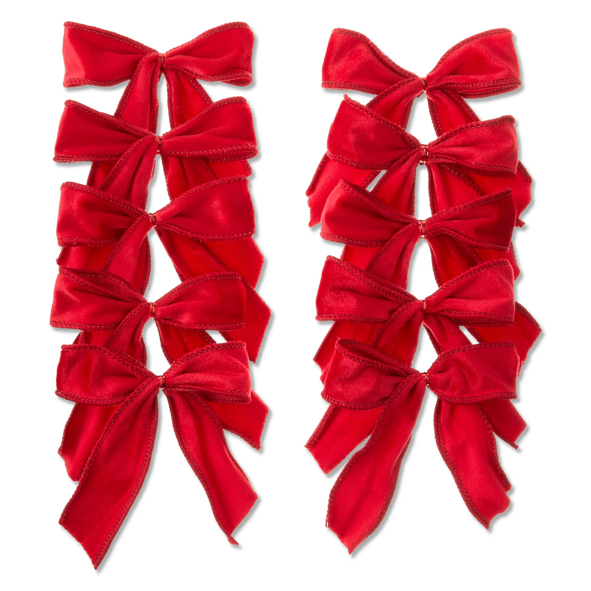 Red Velvet Decorative Christmas Bows, 10 Count, by Holiday Time | Walmart (US)
