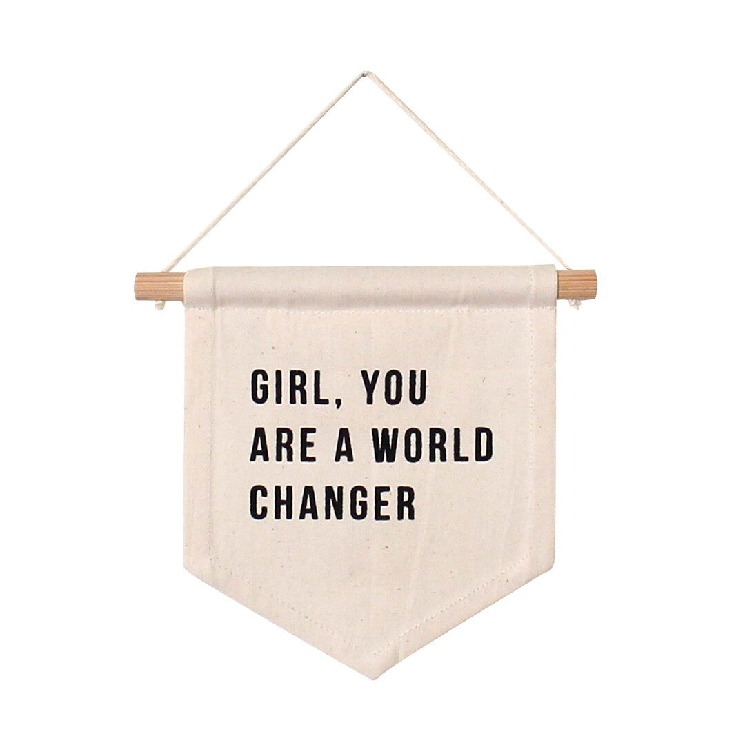 Girl You Are A World Changer - Mini Wall Hanging | Canvas Flag | Wooden Dowel | Small Wall Banner... | Etsy (US)