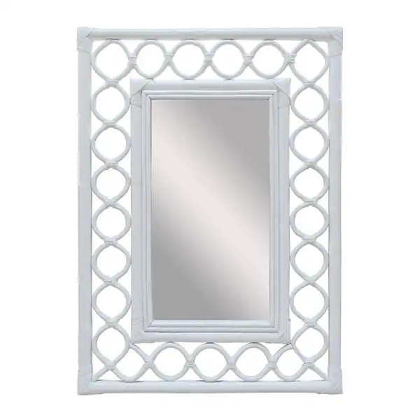 White Rattan Handmade Wall Mirror by East at Main - Bed Bath & Beyond - 30865976 | Bed Bath & Beyond