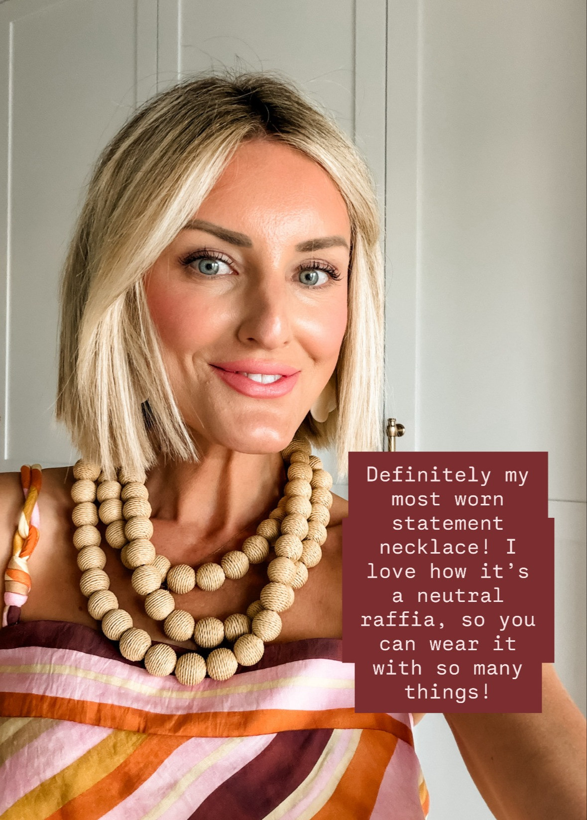 My most worn statement necklace in the summertime! I love the raffia beads! It's so pretty, and it goes with everything!

Loverly Grey, tuckernuck, summer accessories, statement necklace 

 #LTKSeasonal