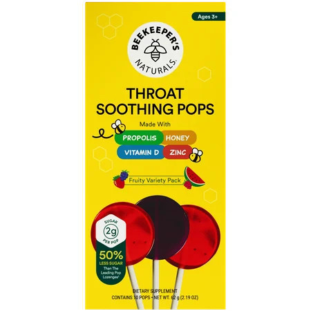 Beekeeper's Naturals Kids Throat Soothing Lollipops with Immune Support Vitamin D and Honey 10 Count | Walmart (US)