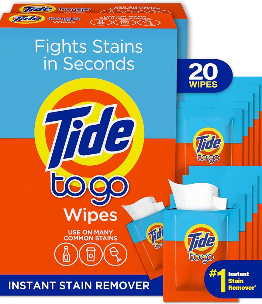 Tide Stain Remover for Clothes, Tide To Go Wipes, Instant Stain Remover for Clothes, Travel & Poc... | Amazon (US)