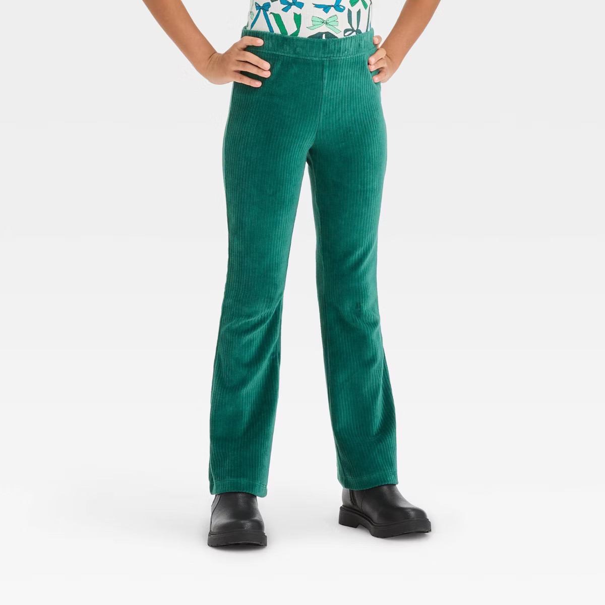 Girls' Cozy Ribbed Velour Flare Pants - Cat & Jack™ | Target