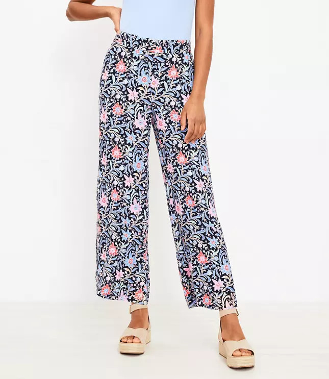 Fluid Wide Leg Crop Pants in Spring Bloom | LOFT