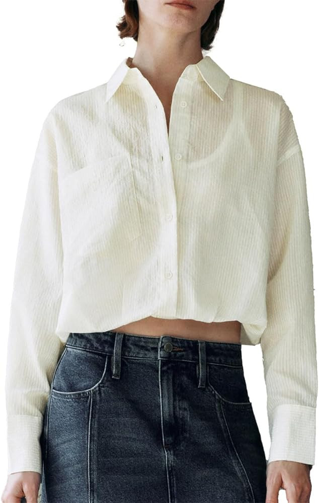 URBAN REVIVO Women's Lyocell Wool Blend Shirt, Long Sleeve Tunic with Belted Waist, Smooth Draped... | Amazon (US)