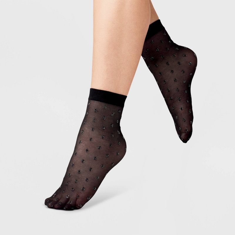 Women's Sheer Sparkle Anklet Socks - A New Day™ Black 4-10 | Target