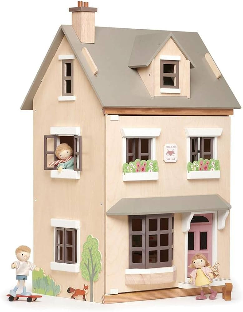Tender Leaf Toys - Foxtail Villa - Furnished 27.95” Tall Town Style Pretend Play Doll House - E... | Amazon (US)