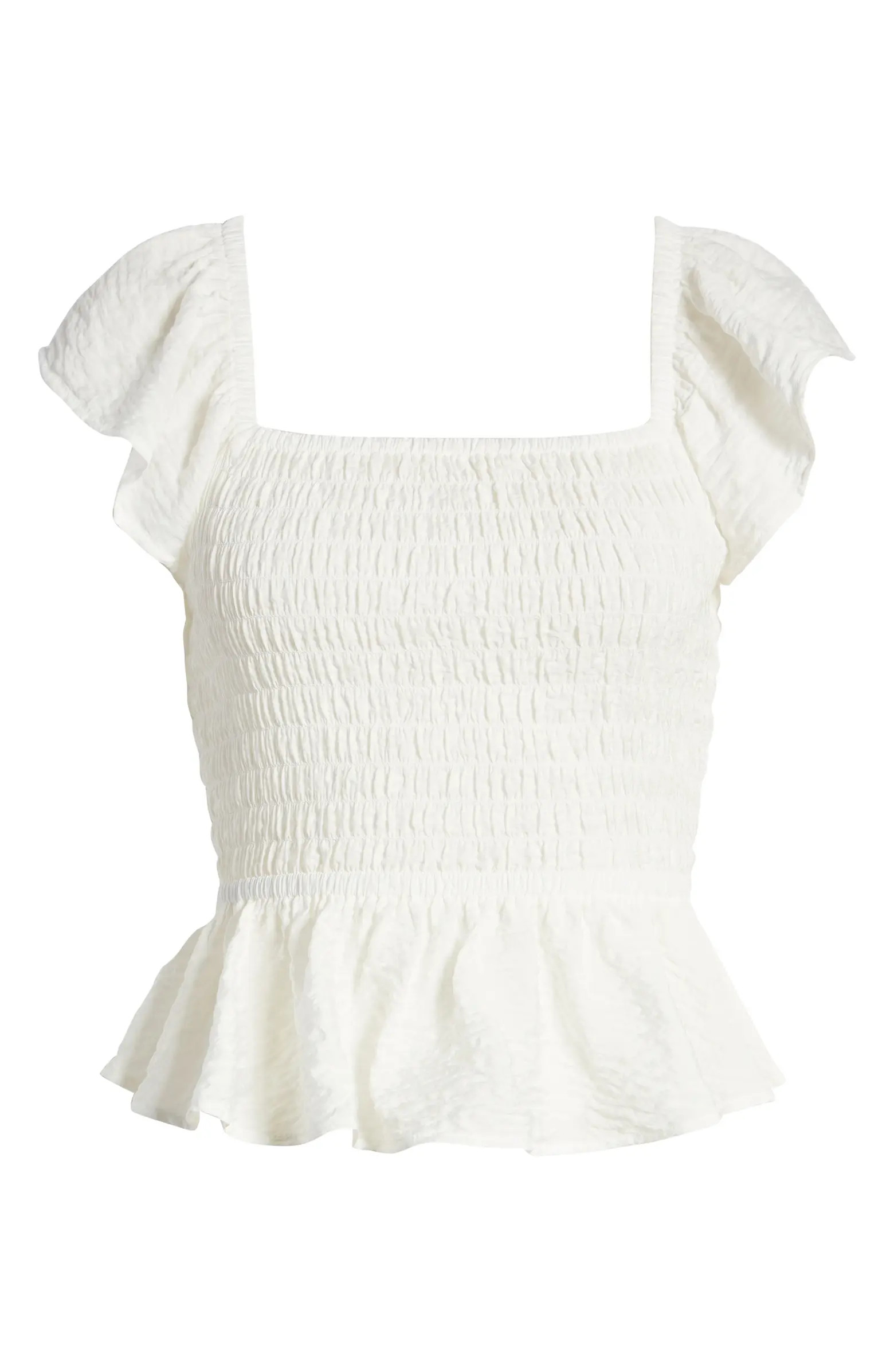 Open Edit Smocked Peplum Top | Nordstrom | Nordstrom