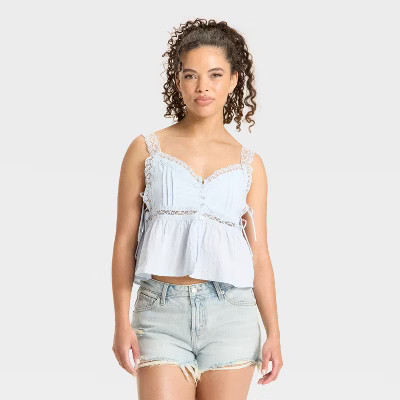 Women's Lace Trim Babydoll Flyaway Tank Top - Wild Fable™ | Target
