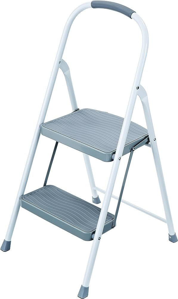 Rubbermaid RMS-2 2-Step Steel Step Stool with Hand Grip, 225 lb Capacity, White | Amazon (US)
