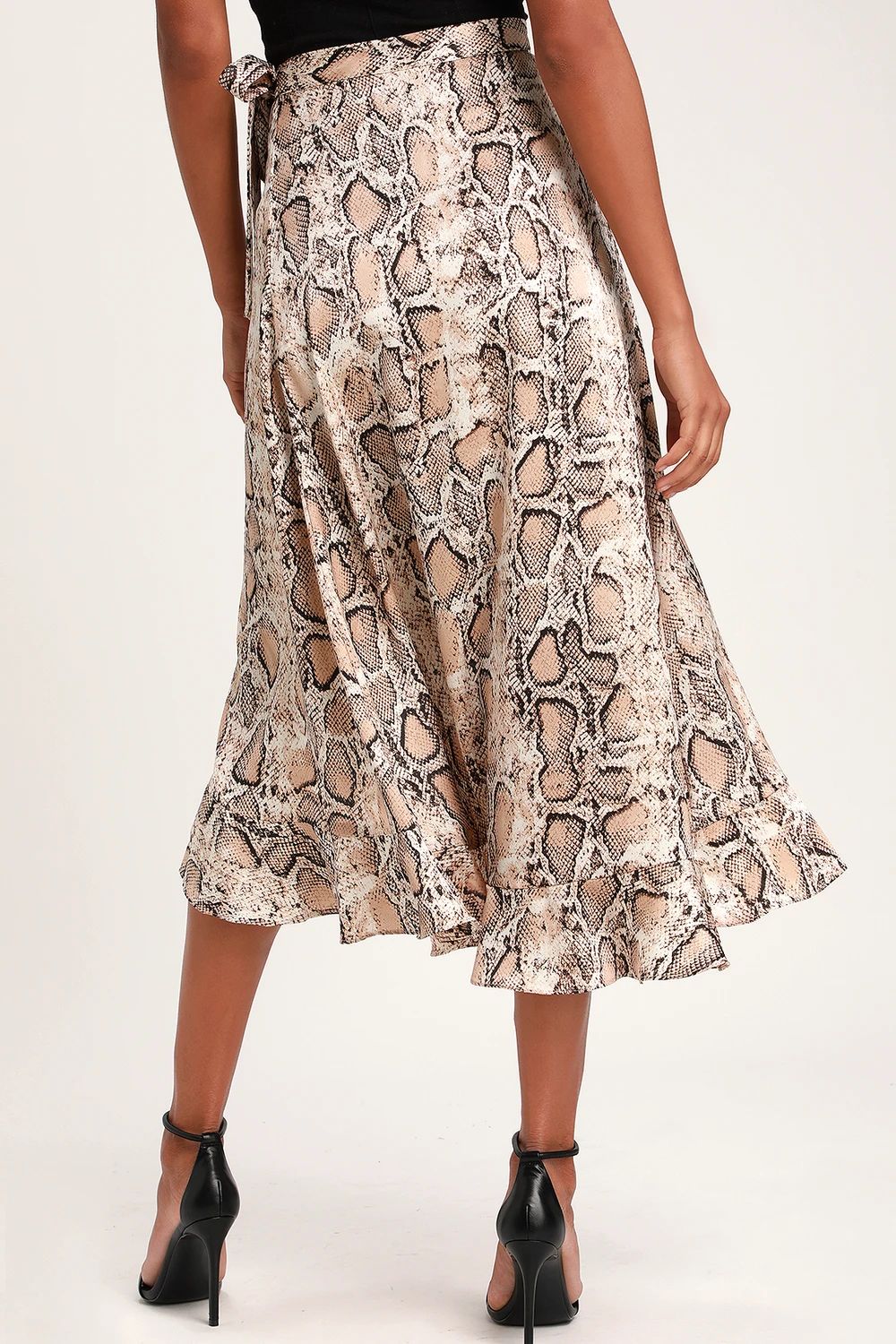 She's Wild Beige Snake Print Wrap Midi Skirt | Lulus (US)