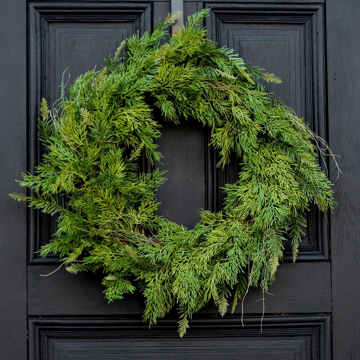 Real Touch Cedar Winter Christmas Holiday Front Door Wreath | Darby Creek Trading
