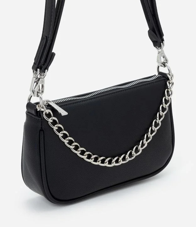 Bolsa Transversal Baguete com Alça de Corrente Preto | Renner (BR)