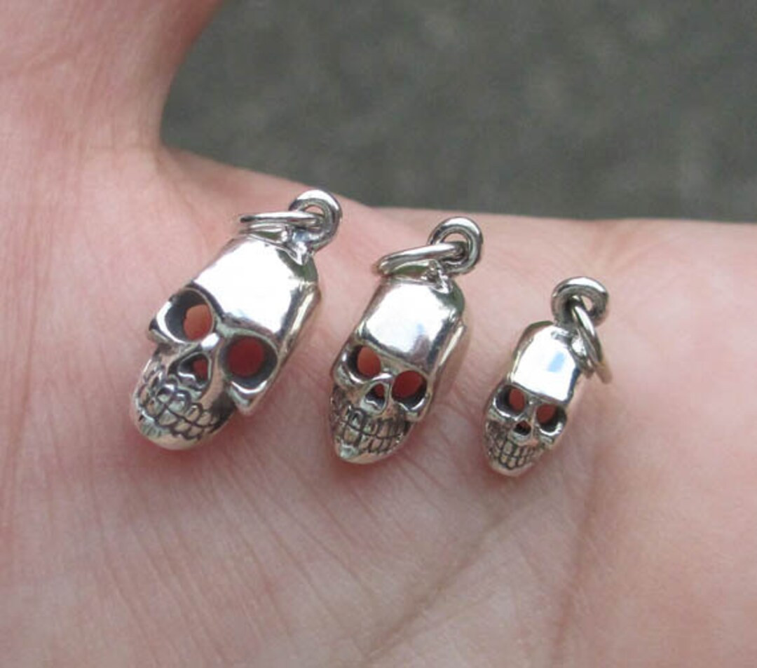 Sterling Silver Skull Charm - 3 Sizes or Skull Post Earrings - You Choose Which One - Etsy | Etsy (US)