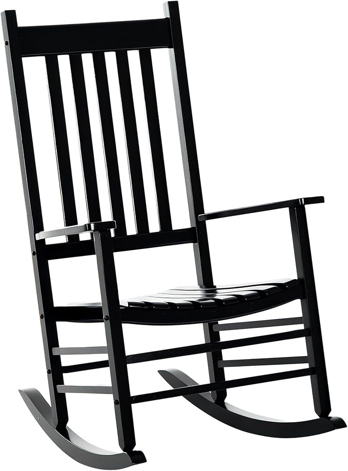 Outsunny Outdoor Rocking Chair, Patio Wooden Rocking Chair with Smooth Armrests, High Back for Ga... | Amazon (US)