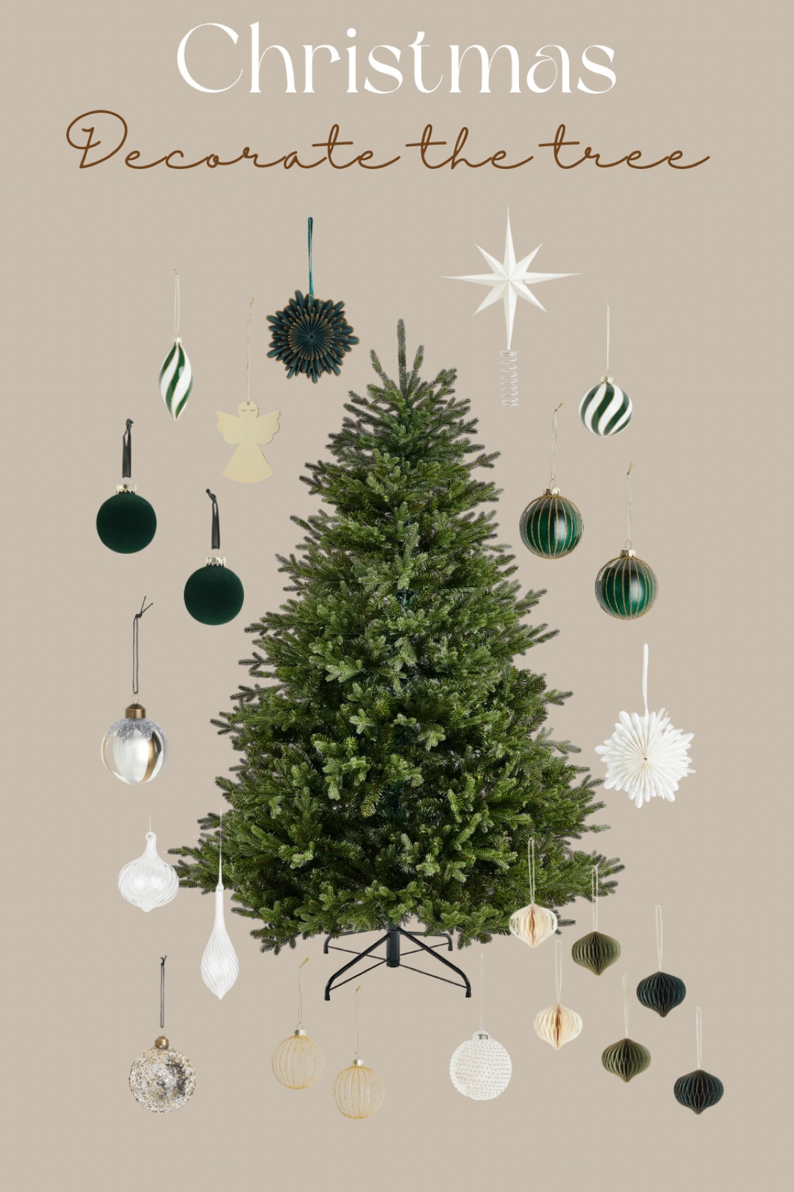 Decorate the Christmas tree 🌲 
White paper baubles, green baubles, gold baubles 

#LTKSeasonal #LTKCyberWeek #LTKCyberSaleNL
