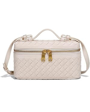 Womens Woven Crossbody Handbag Fashion Leather Top Handle Bag Beige | Amazon (US)