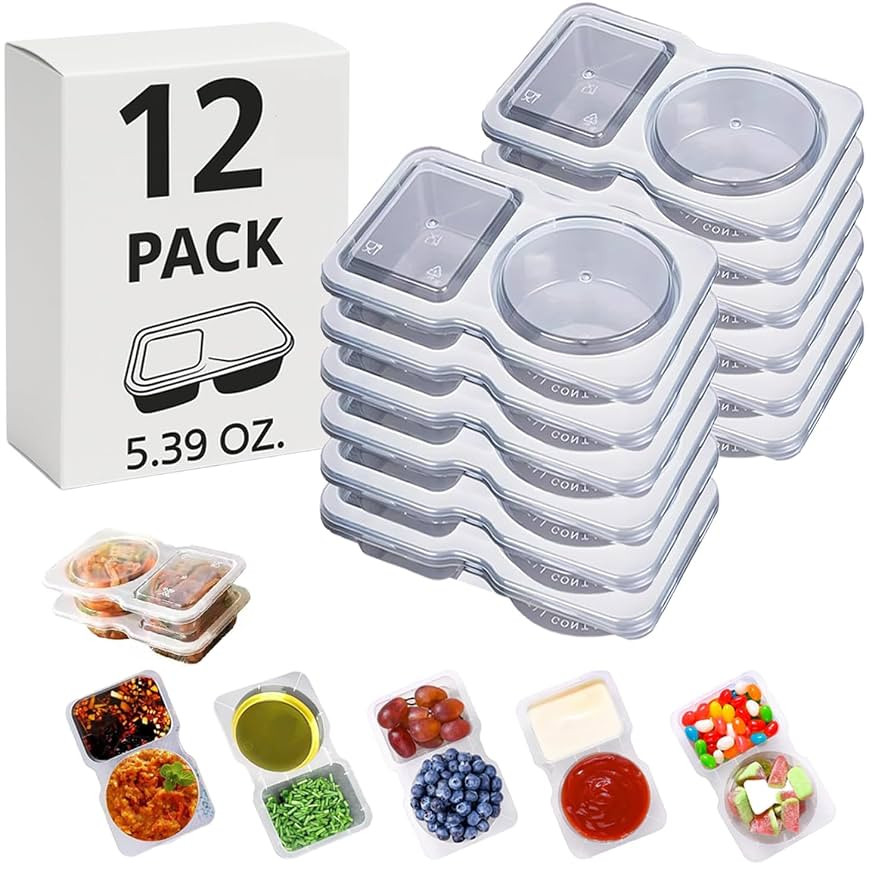 12 Sets Reusable Snack Containers Double Compartment Snackle Box Container with Lids - Leak-Proof... | Amazon (US)