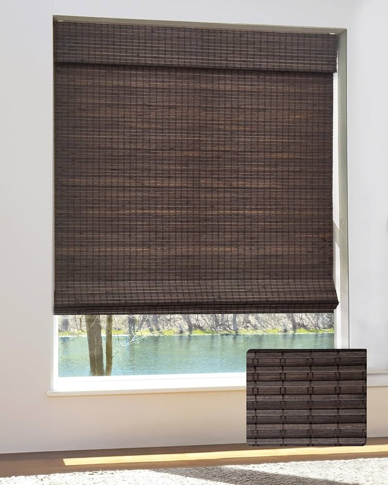 UNISHADES Cordless Bamboo Roman Shades, 34\u00d764 in, BDP-Espresso | Amazon (US)