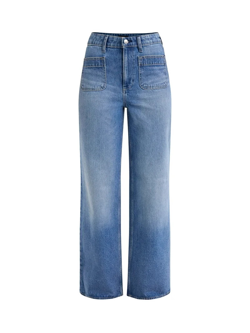 Free Assembly Women’s and Women's Plus Size Patch Pocket Wide Leg Jeans, 32” Inseam, Sizes 0-... | Walmart (US)