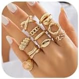 Long tiantian Chunky Gold Rings Stackable Rings for Women Dainty Gold Chunky Stacking Statement R... | Amazon (US)