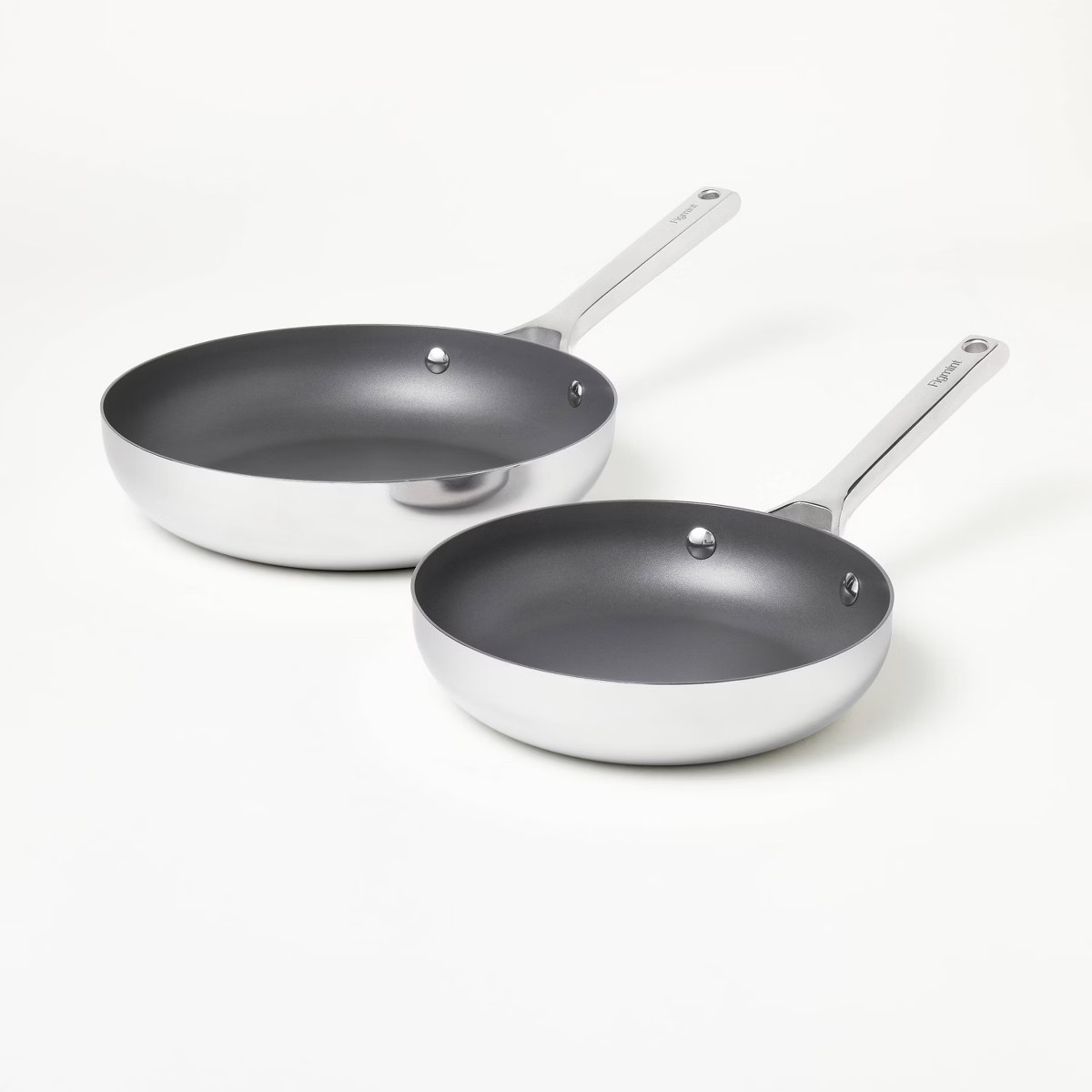 2pk (8" & 10") Nonstick Stainless Steel Frypan Set Silver - Figmint™ | Target