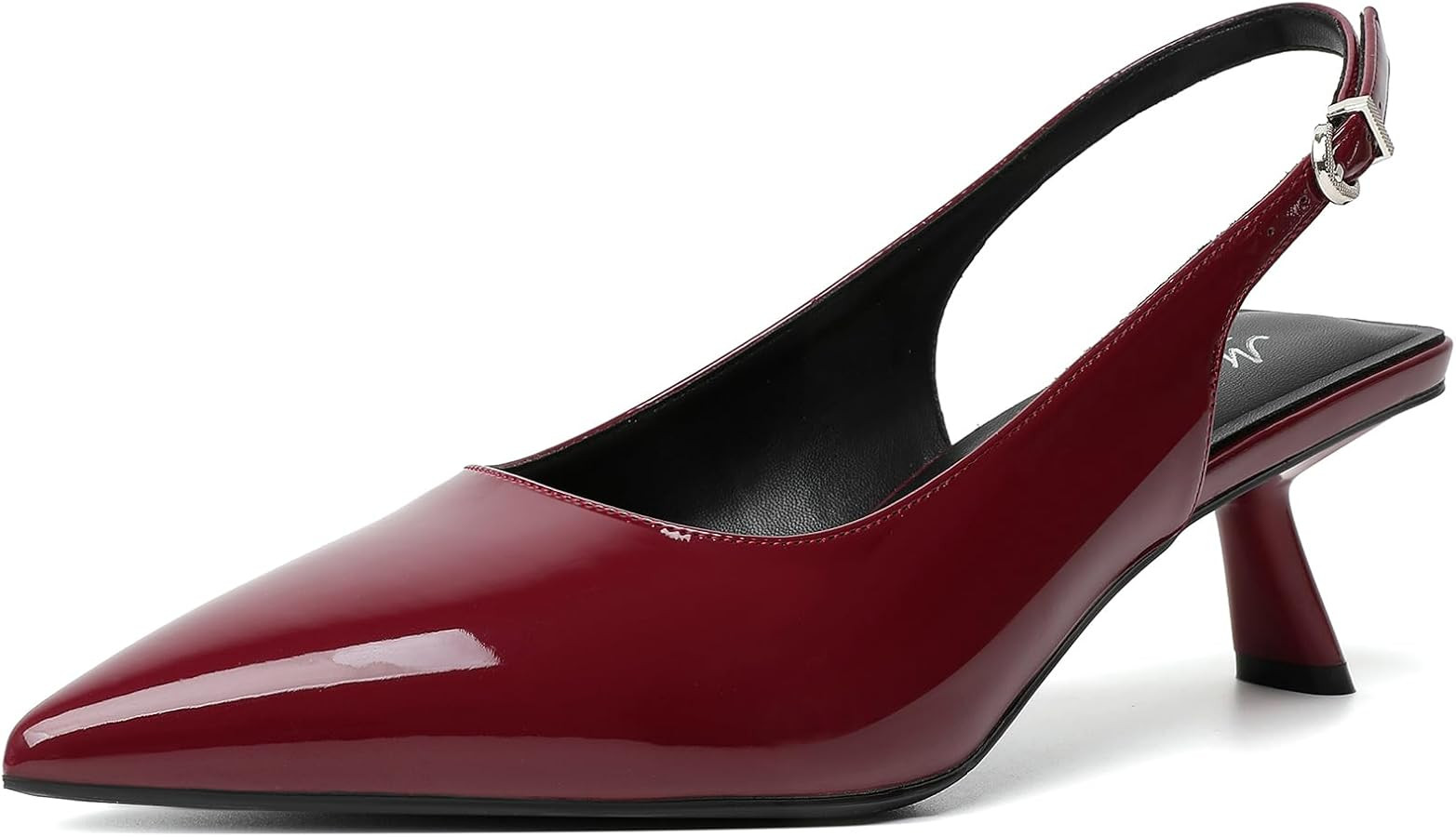 Mostrin Kitten Heels for Women Pointed Toe Pumps Patent Leather Low Heel Slingback Heels with Buc... | Amazon (US)