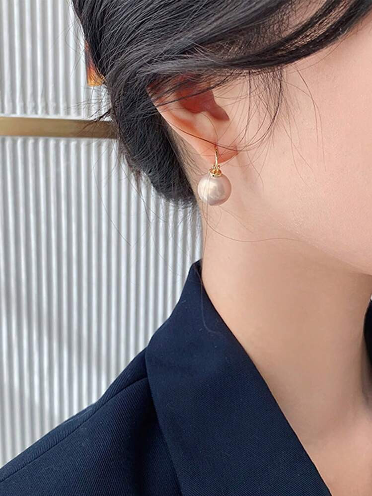 1pair White Faux Pearl Fashionable Elegant Earrings Halloween | SHEIN