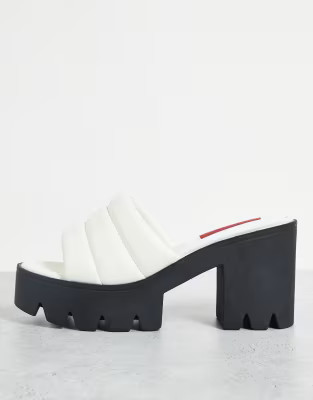 London Rebel 90s platform heeled mules in white | ASOS (Global)