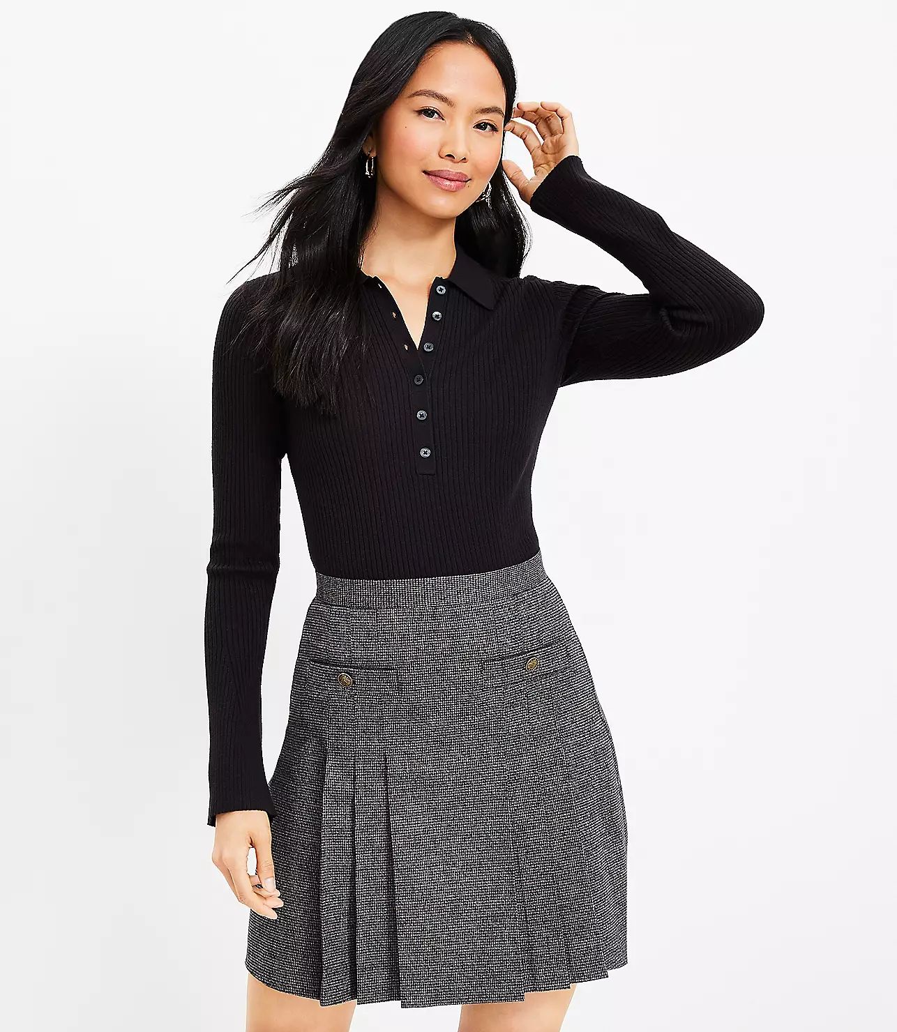 Ribbed Polo Sweater | LOFT