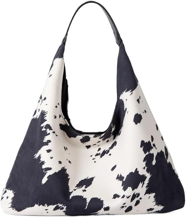 Cow Print Purse Suede Brown Large Capacity Cow Hobo Tote Bags Leopard Fall Purse Women Shopper Ba... | Amazon (US)