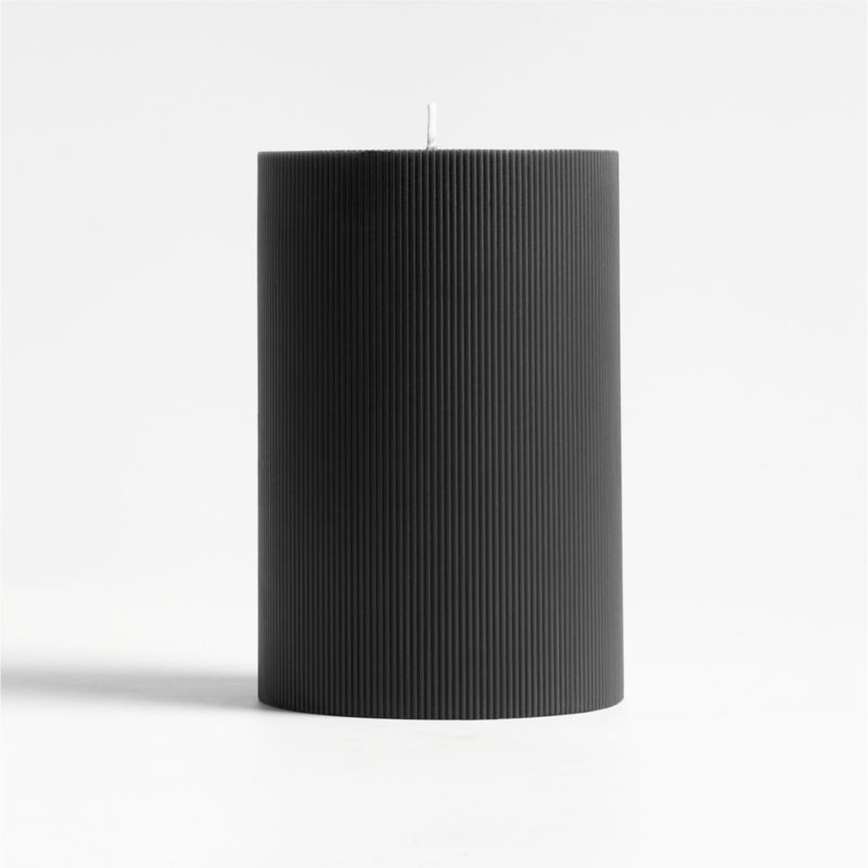 4"x6" Ribbed Black Pillar Candle + Reviews | Crate & Barrel | Crate & Barrel