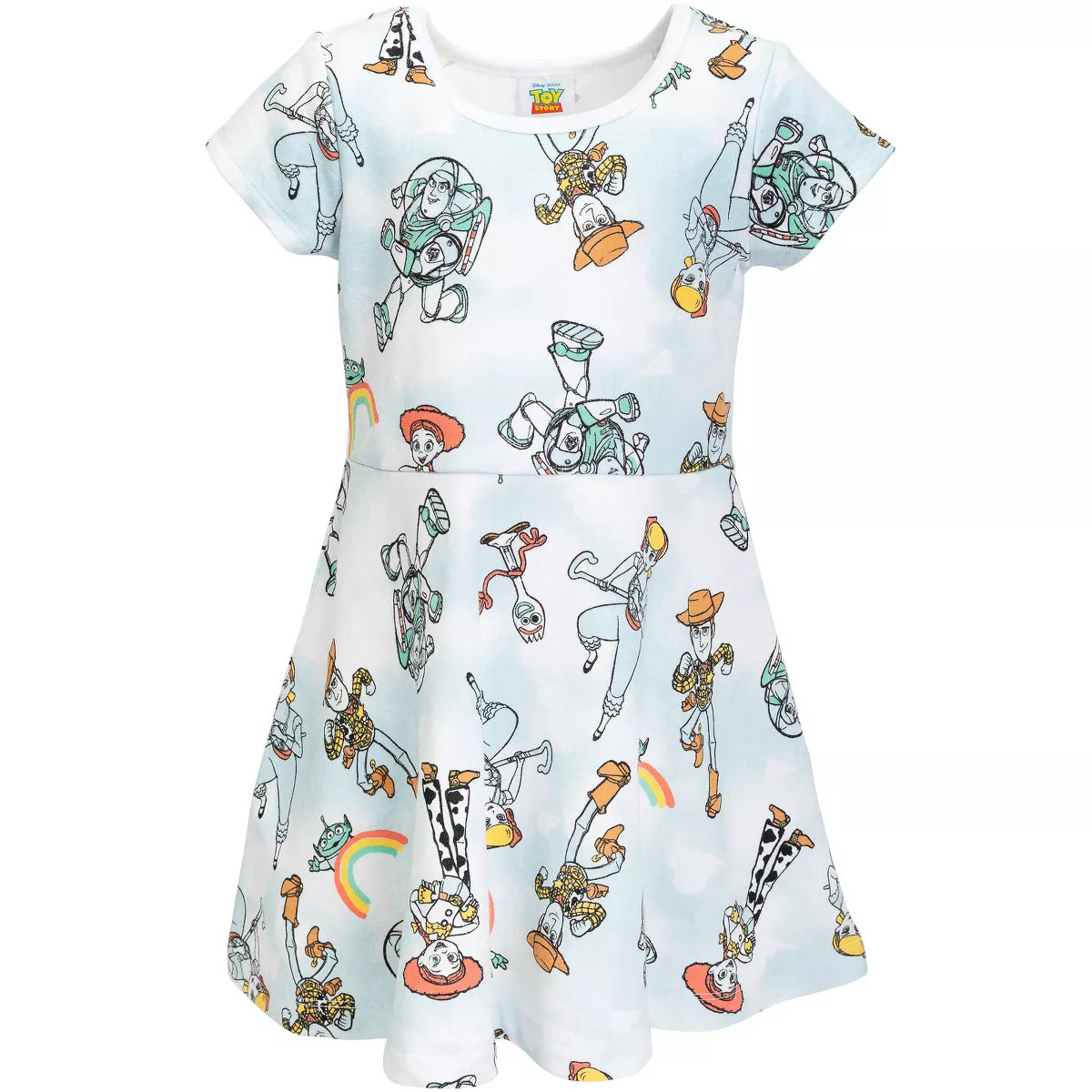 Disney Pixar Toy Story Woody Buzz Lightyear Bo Peep Little Girls French Terry Skater Dress Tie Dy... | Target