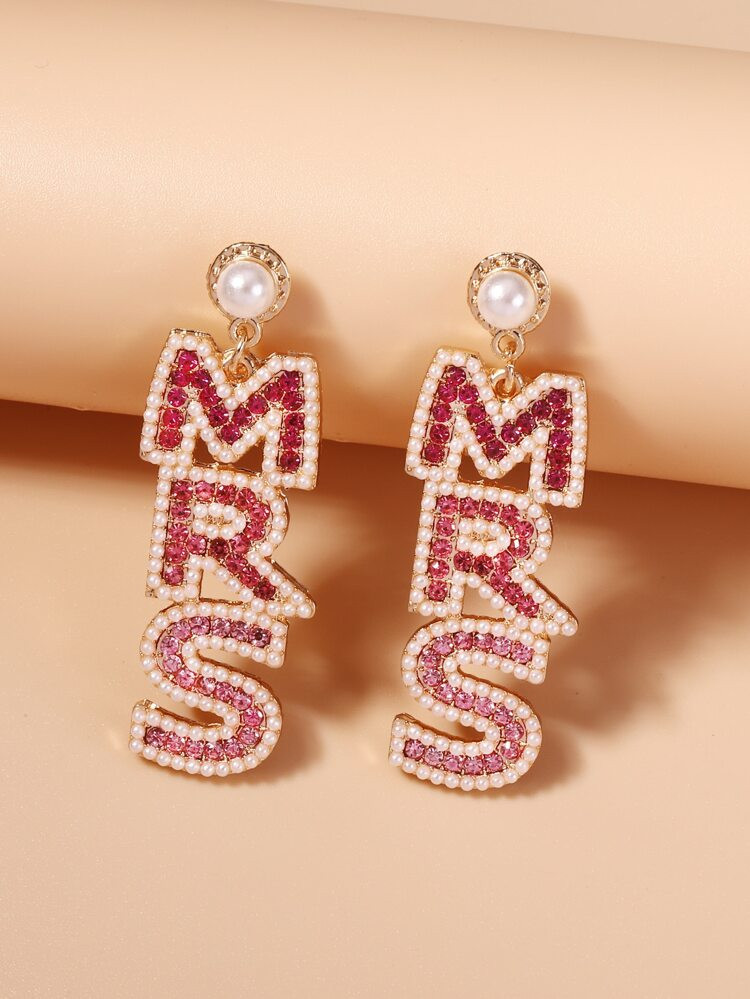 Rhinestone Letter Drop Earrings | SHEIN