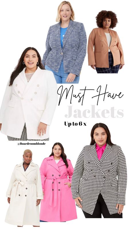 A Plus size spring jacket will elevate any outfit ! These are literally so comfortable and chic
Pink trenchcoat 22 
Cream trenchcoat 
Long line gold buttons  chic, white blazer 
Blue boucle jacket  size 22
Camel collarless jacket blazer size 22

#LTKplussize #LTKover40 #LTKfindsunder50