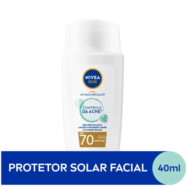 Protetor Solar Facial Nivea Sun UV Face Specialist Controle de Acne FPS 70 - 40ml | DrogaRaia (BR)