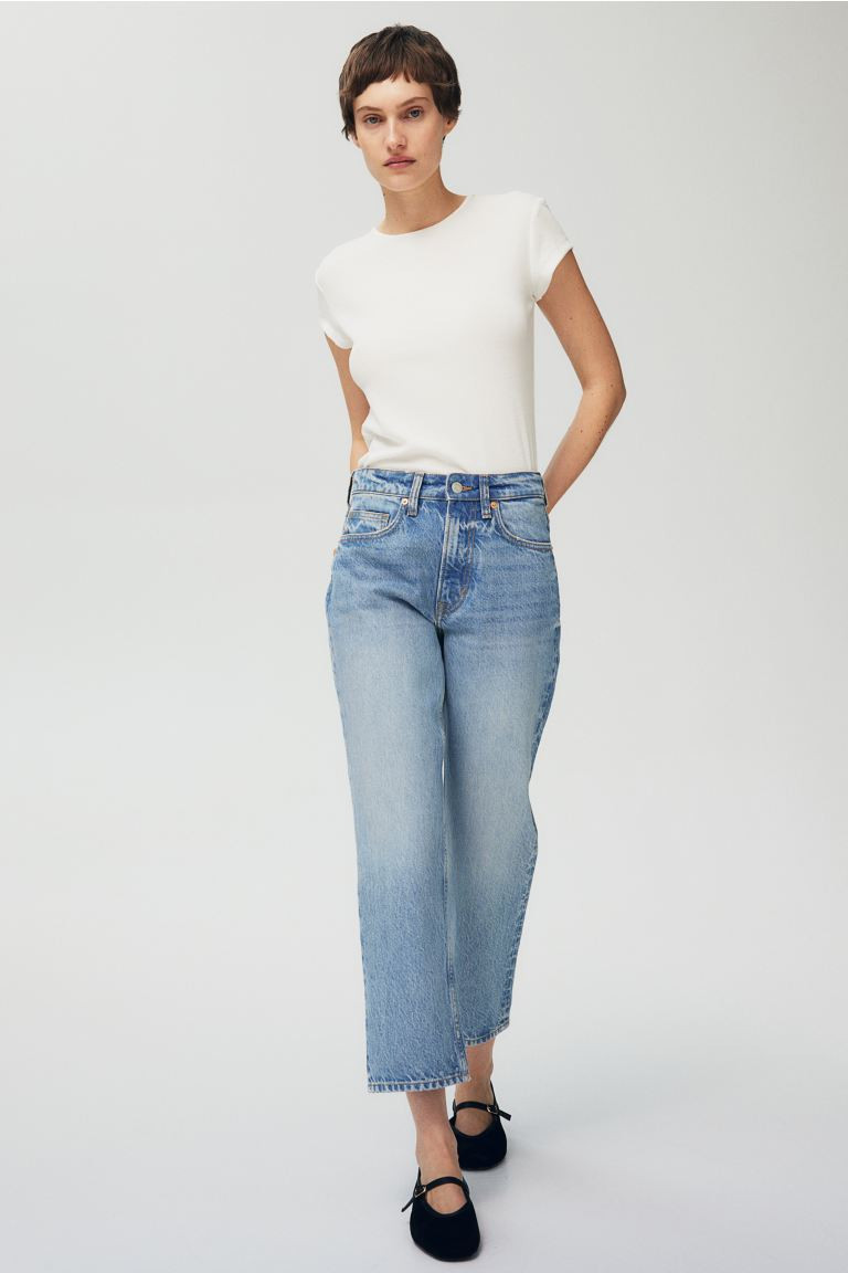 Straight High Cropped Jeans | H&M (UK, MY, IN, SG, PH, TW, HK)