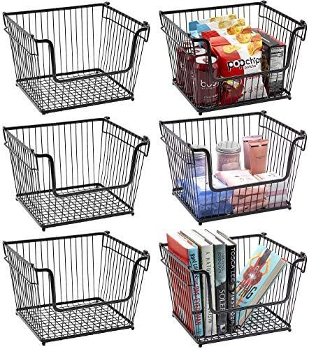 Sorbus Wire Metal Basket Bin, Stackable Storage Baskets, Cubby Bins for Food, Kitchen, Home, Pant... | Amazon (US)