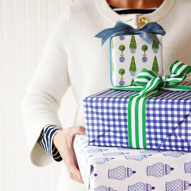 Gingham Check Gift Wrap | Cailini Coastal