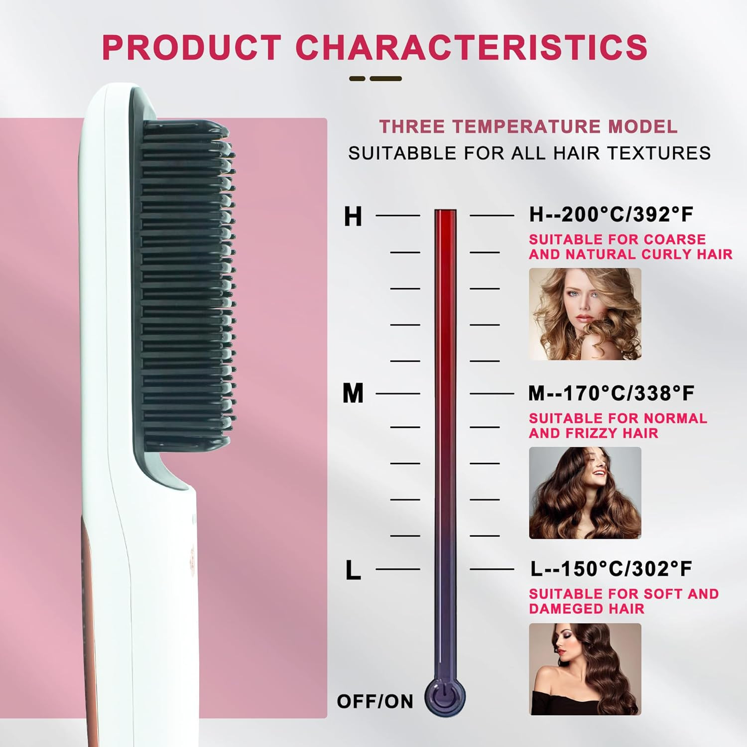 Vanso New Ion Hair Straightener Styling Comb with 3 Temp, 2 in 1 Hair Straightener Brush and Curl... | Amazon (US)