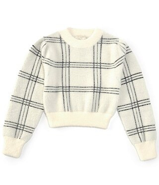 Big Girls 7-16 Plaid Mock Neck Eyelash Sweater | Dillard's